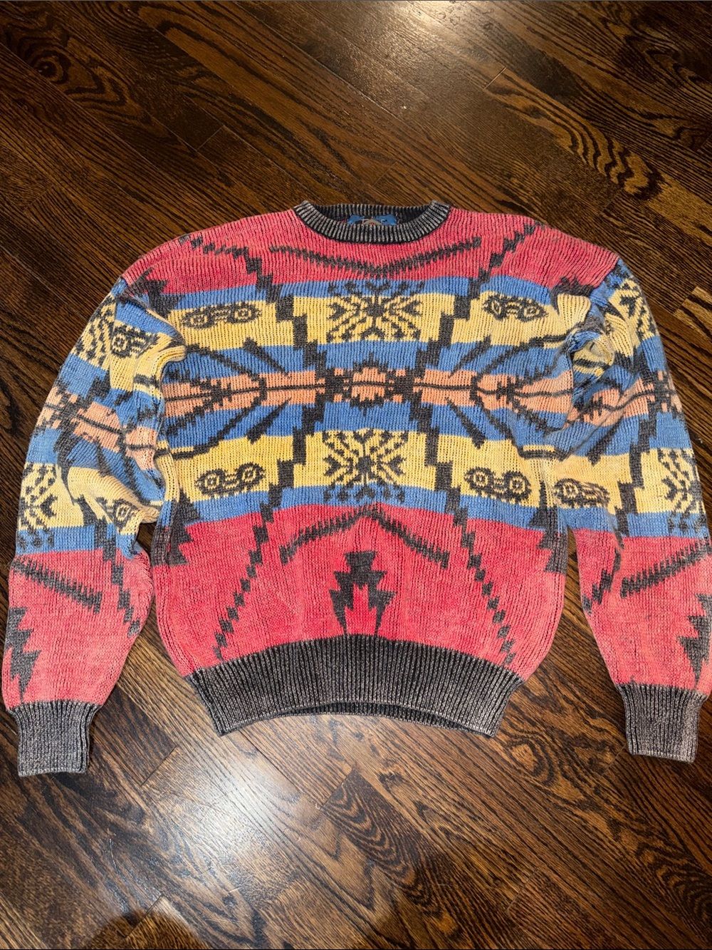 Vintage 90s Weekends Textured Knit Geometric Sweater